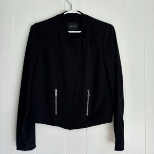 Babaton Aritzia black crop moto asymmetrical zip up blazer jacket size 0